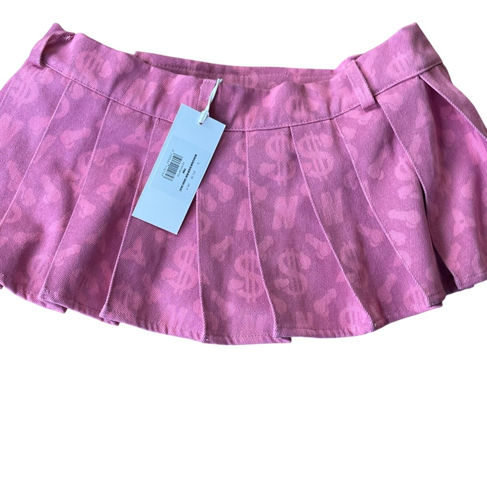 Namilia Dolls Kill Denim Skirt Pink Pleated Micro Mini Small, Punk - Picture 5 of 15